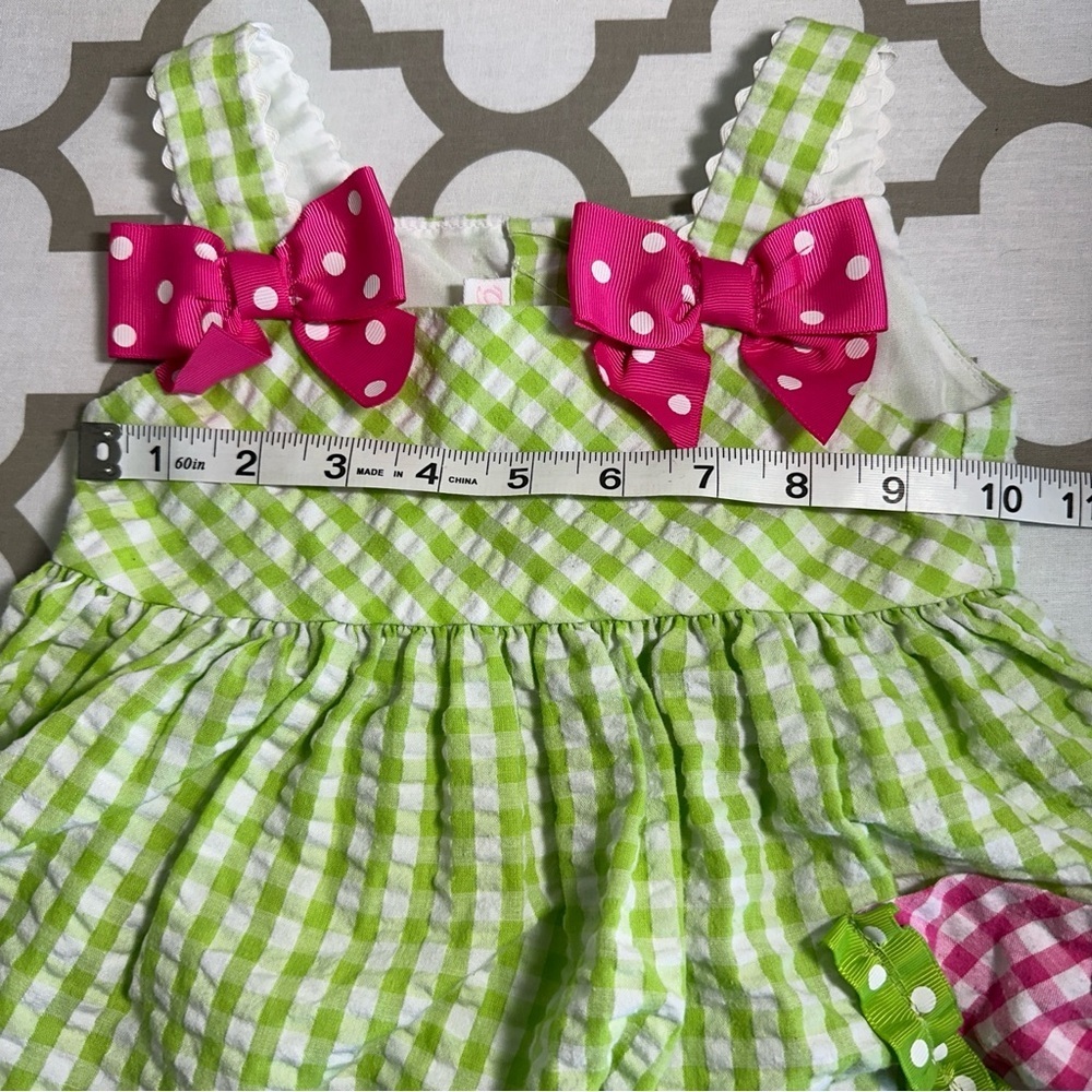 Bonnie Baby Green and Pink Seersucker Watermelon Girls Sundress Sz 24 M - Picture 5 of 8